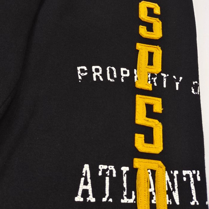 [Big & Tall for weights up to 220 lbs]1:1 quality version Yellow Letter Embroidered Black Hoodie & Pants Set 29204993