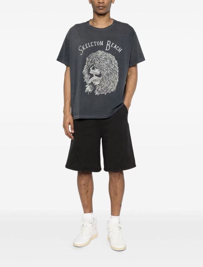 [Big & Tall for weights up to 220 lbs]1:1 quality version Long Haired Lion Black Print Washed Tee 29213966