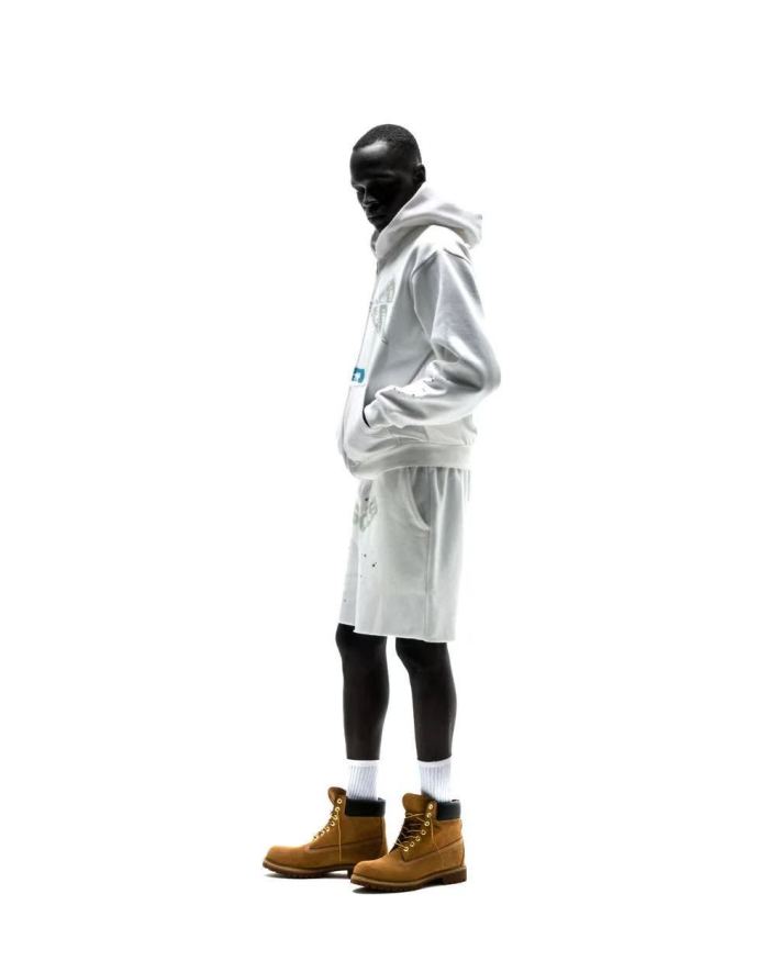 [Big & Tall for weights up to 220 lbs]1:1 quality version Big White Number 5 Print On Back Zip Up Hoodie & Shorts Set 29204991
