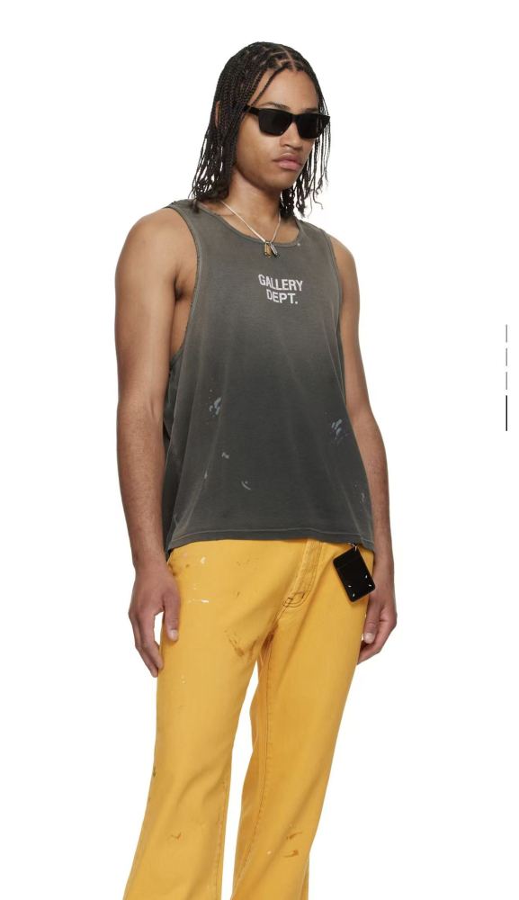 [Big & Tall for weights up to 220 lbs]1:1 quality version White Spray Letter Black Print Washed Tank Top 29213961