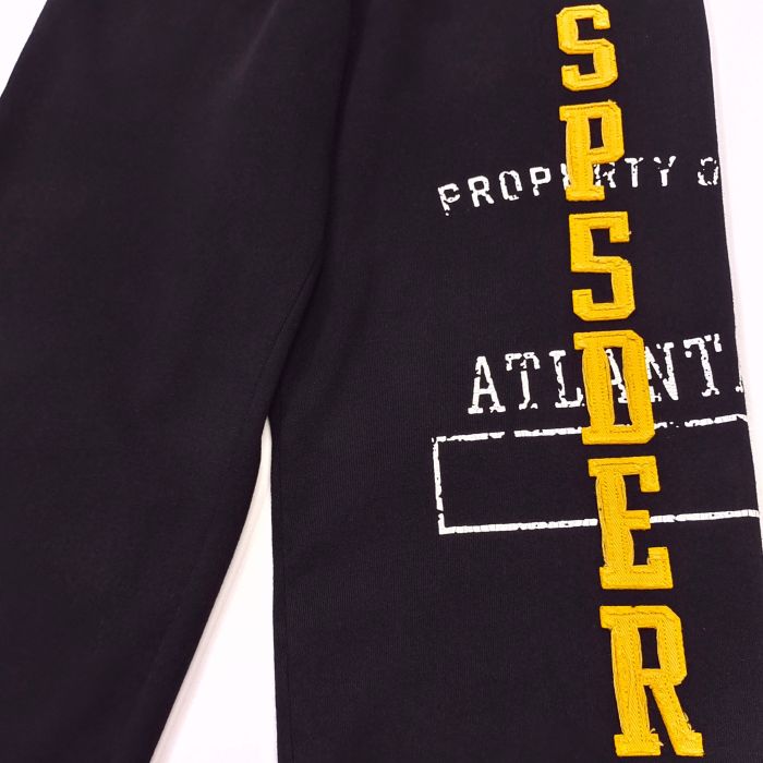 [Big & Tall for weights up to 220 lbs]1:1 quality version Yellow Letter Embroidered Black Hoodie & Pants Set 29204993