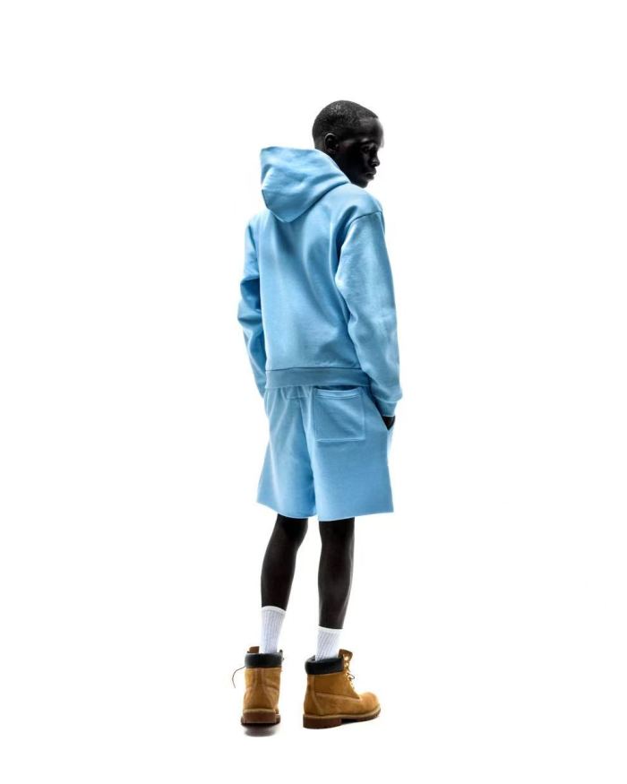 [Big & Tall for weights up to 220 lbs]1:1 quality version Rhinestone Light Blue Spider Web Zip Up Hoodie & Shorts Set 29204992