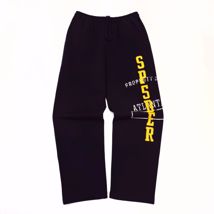 [Big & Tall for weights up to 220 lbs]1:1 quality version Yellow Letter Embroidered Black Hoodie & Pants Set 29204993