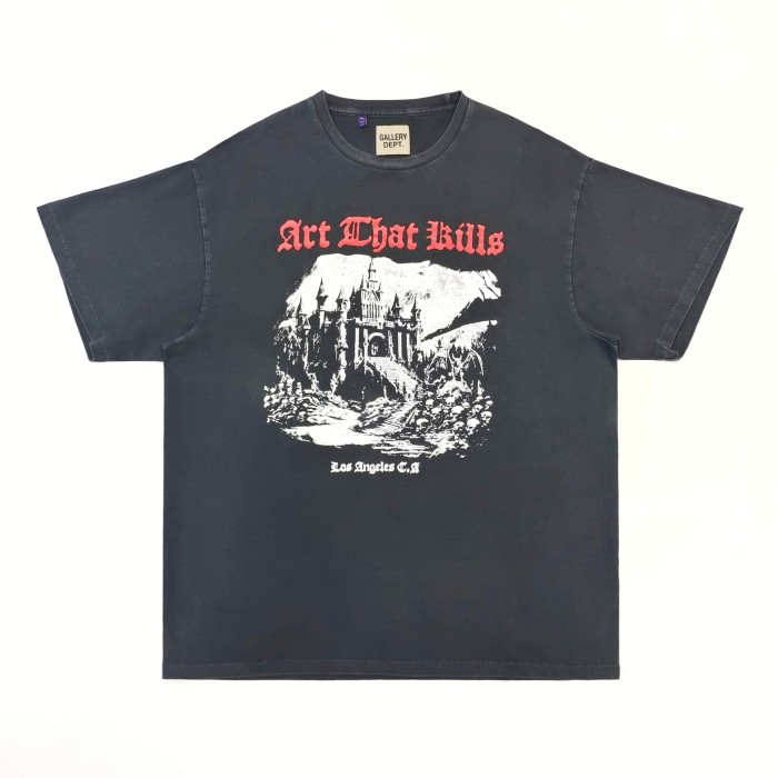 [Big & Tall for weights up to 220 lbs]1:1 quality version Skull Castle Black Print Washed Tee 29213964
