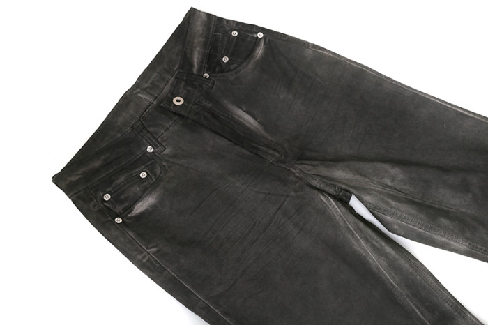 1:1 quality version Washed Gray Hand Brushed Flare Jeans 29214043