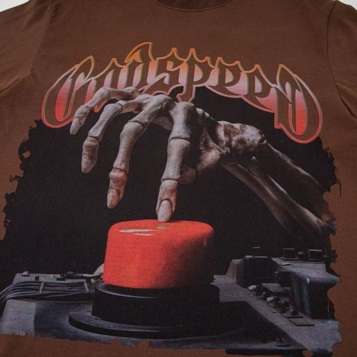 Skeleton Hand Detonator Button Printed Washed Tee 3 colors 29204974
