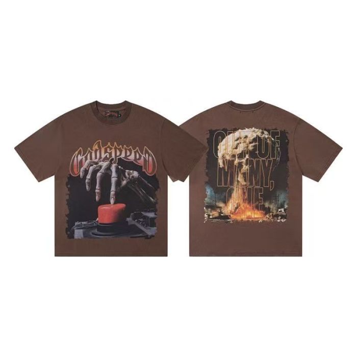 Skeleton Hand Detonator Button Printed Washed Tee 3 colors 29204974