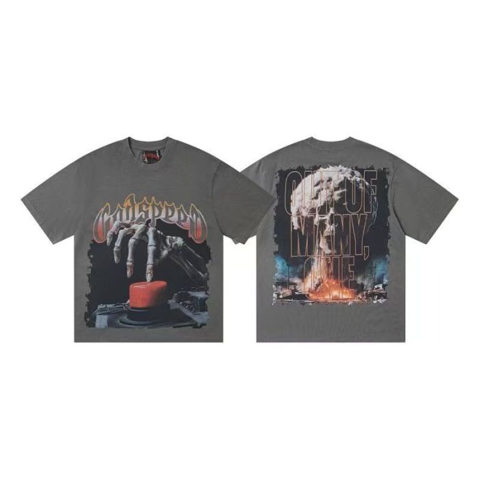 Skeleton Hand Detonator Button Printed Washed Tee 3 colors 29204974