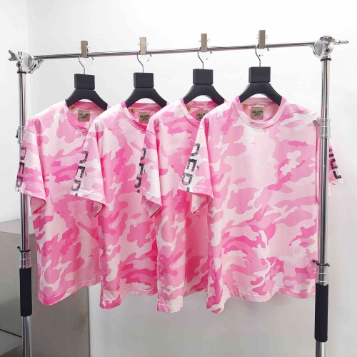 [Big & Tall for weights up to 220 lbs]1:1 quality version Pink Camo Vertical French Text Print Washed Tee 29213963