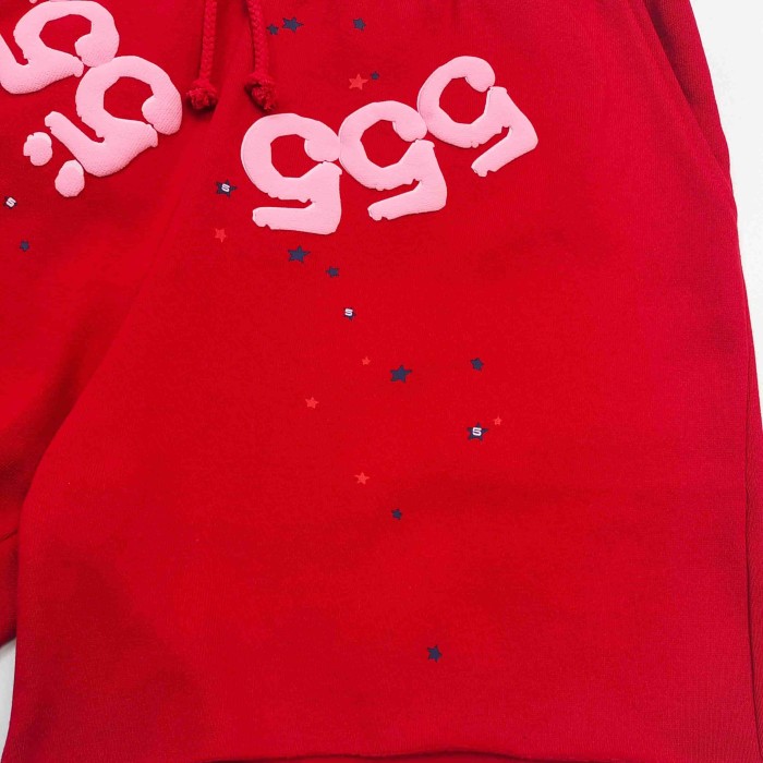 [Big & Tall for weights up to 220 lbs]1:1 quality version 555 Bright Red Zip Up Hoodie & Shorts Set 29204989