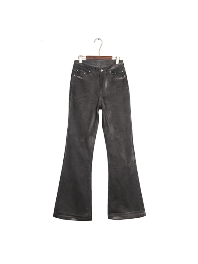 1:1 quality version Washed Gray Hand Brushed Flare Jeans 29214043