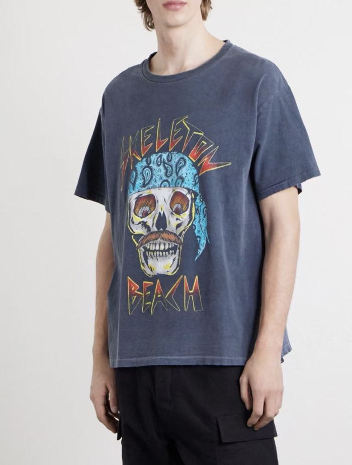 [Big & Tall for weights up to 220 lbs]1:1 quality version Skull Pirate Black Print Washed Tee 29213965