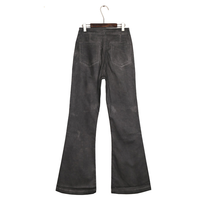 1:1 quality version Washed Gray Hand Brushed Flare Jeans 29214043