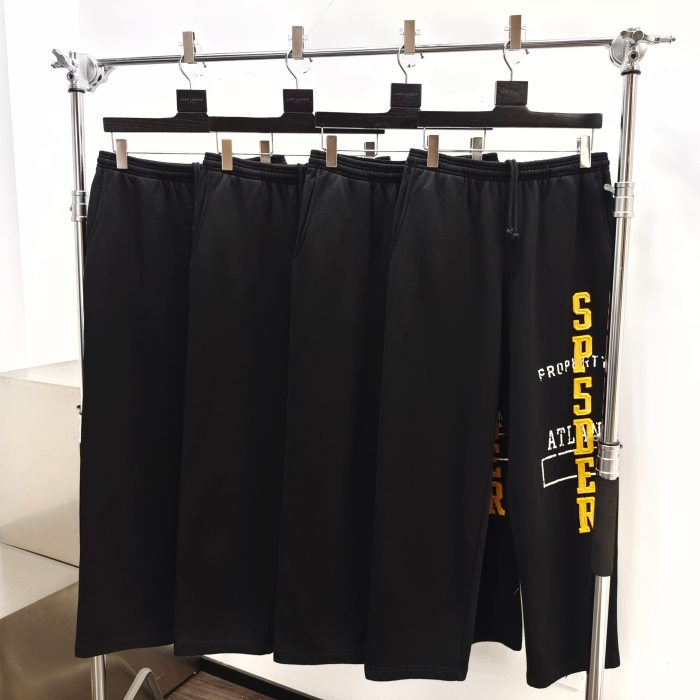 [Big & Tall for weights up to 220 lbs]1:1 quality version Yellow Letter Embroidered Black Hoodie & Pants Set 29204993