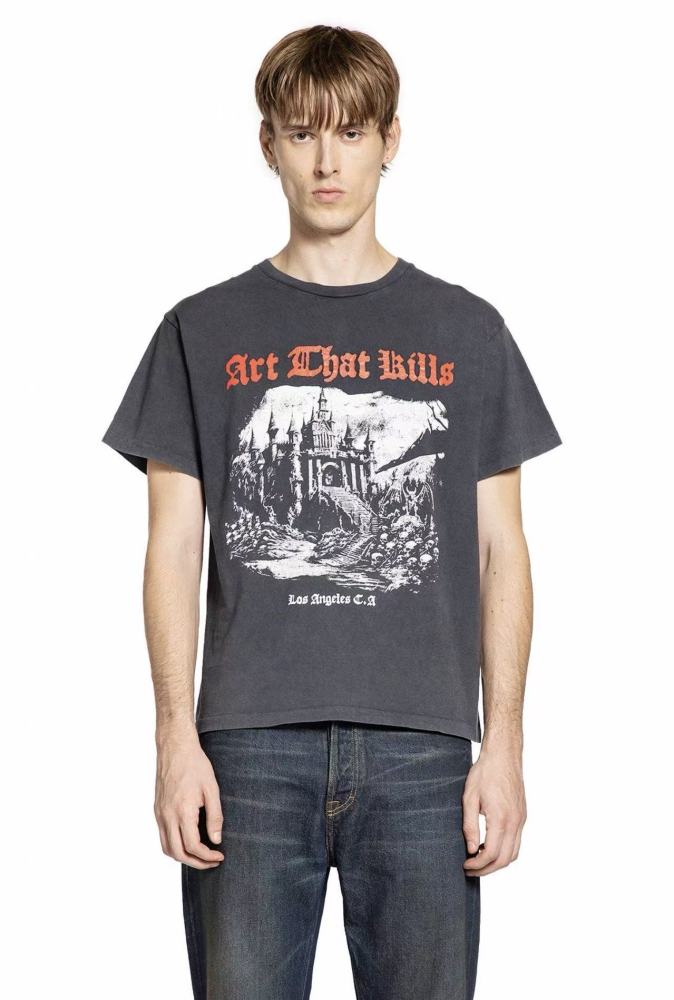[Big & Tall for weights up to 220 lbs]1:1 quality version Skull Castle Black Print Washed Tee 29213964