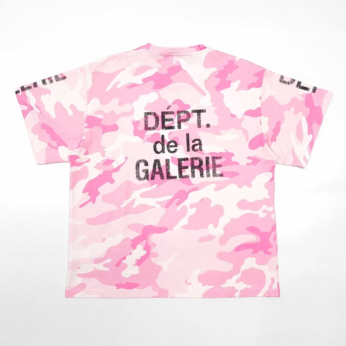 [Big & Tall for weights up to 220 lbs]1:1 quality version Pink Camo Vertical French Text Print Washed Tee 29213963