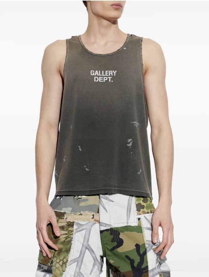 [Big & Tall for weights up to 220 lbs]1:1 quality version White Spray Letter Black Print Washed Tank Top 29213961
