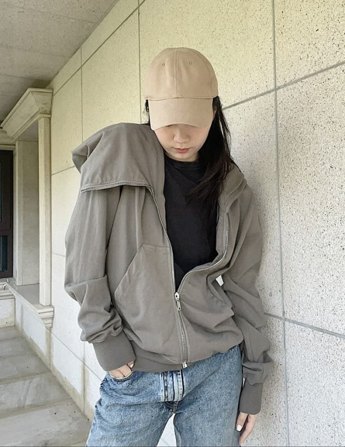1:1 quality version Small Label Streamer Diagonal Zip Wizard Hoodie 2 colors 29214048