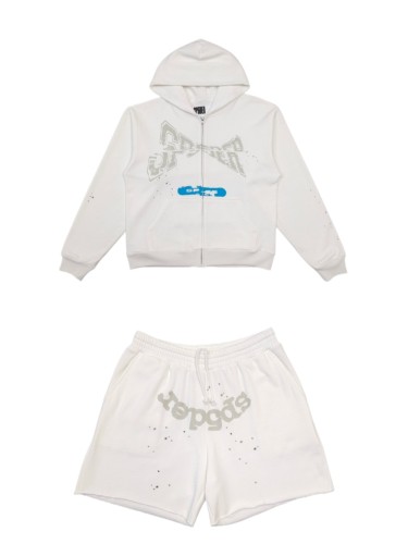 [Big & Tall for weights up to 220 lbs]1:1 quality version Big White Number 5 Print On Back Zip Up Hoodie & Shorts Set 29204991