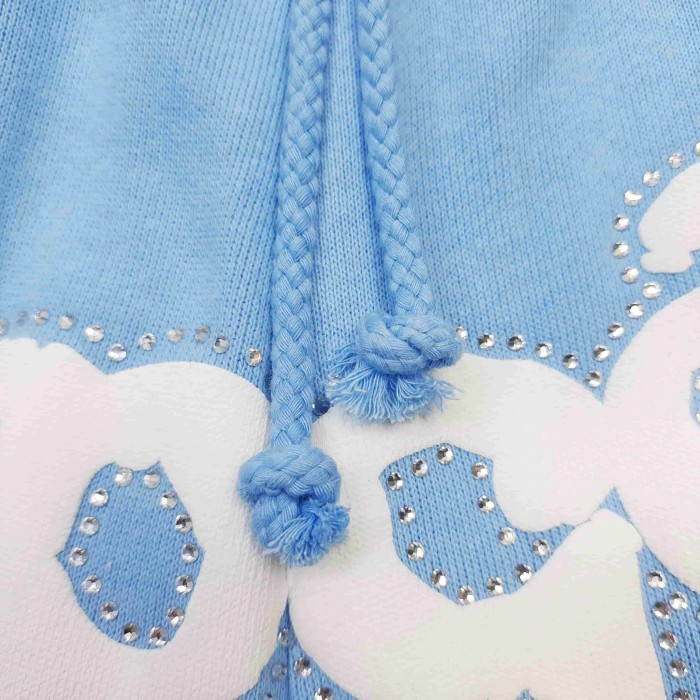 [Big & Tall for weights up to 220 lbs]1:1 quality version Rhinestone Light Blue Spider Web Zip Up Hoodie & Shorts Set 29204992