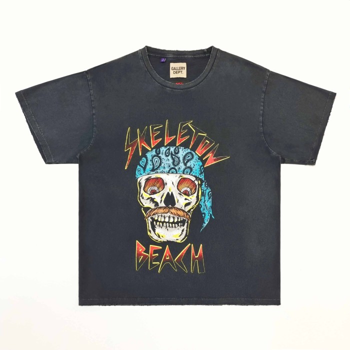 [Big & Tall for weights up to 220 lbs]1:1 quality version Skull Pirate Black Print Washed Tee 29213965
