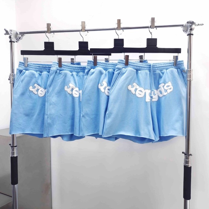 [Big & Tall for weights up to 220 lbs]1:1 quality version Rhinestone Light Blue Spider Web Zip Up Hoodie & Shorts Set 29204992