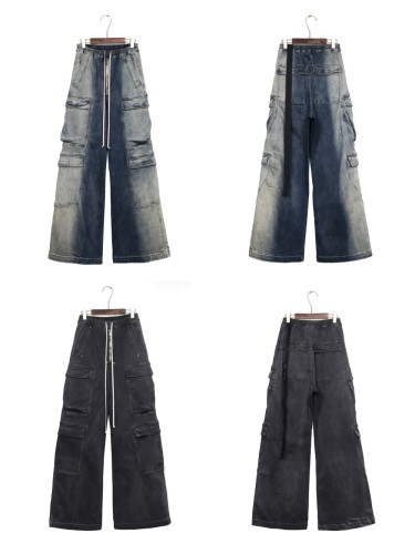 1:1 quality version Washed Workwear Big Pocket Wide Leg Jeans 2 colors 29214046