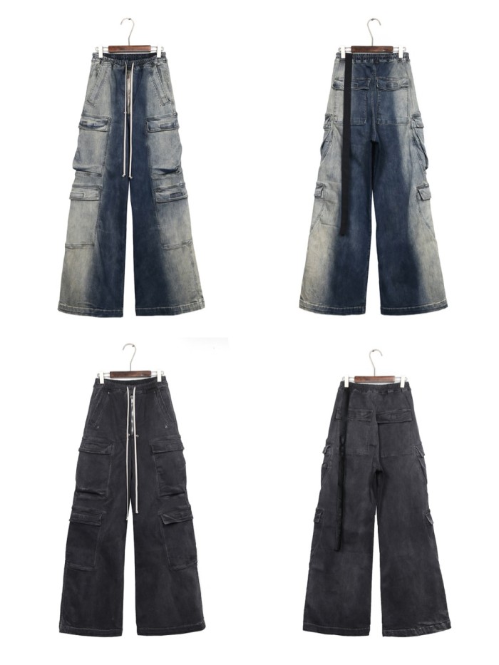 1:1 quality version Washed Workwear Big Pocket Wide Leg Jeans 2 colors 29214046