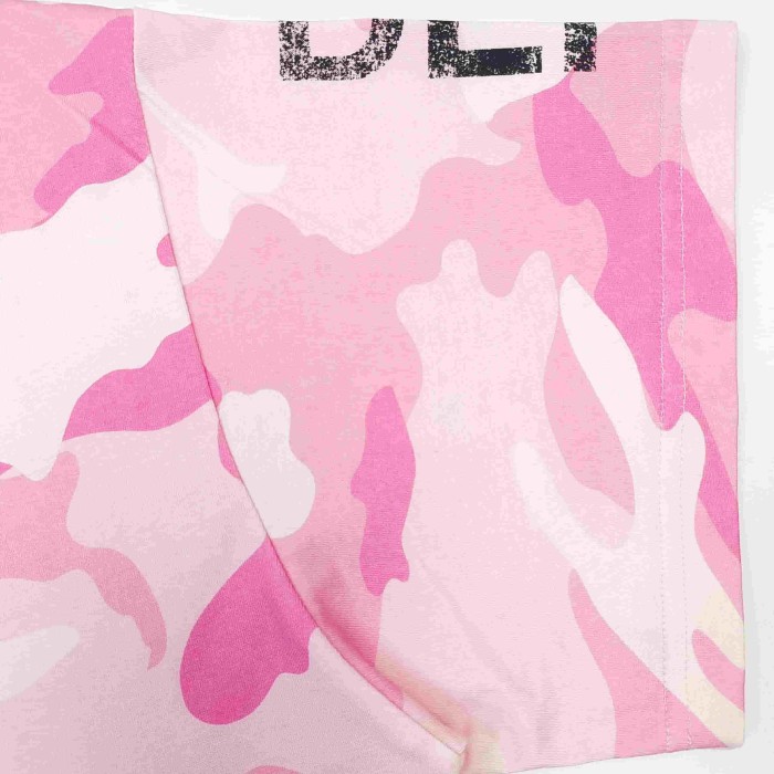 [Big & Tall for weights up to 220 lbs]1:1 quality version Pink Camo Vertical French Text Print Washed Tee 29213963
