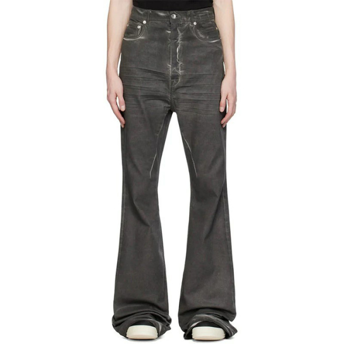 1:1 quality version Washed Gray Hand Brushed Flare Jeans 29214043