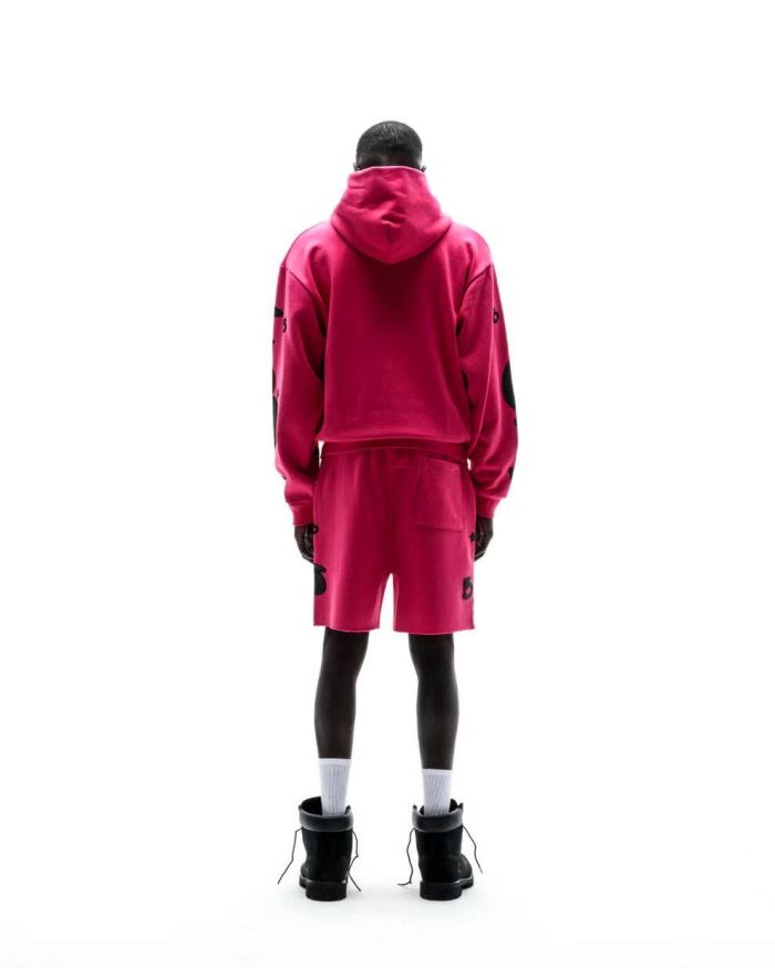 [Big & Tall for weights up to 220 lbs]1:1 quality version Black Star Magenta Zip Up Hoodie & Shorts Set 29204990