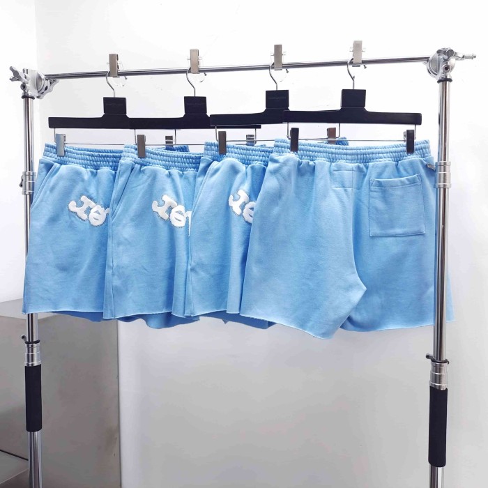 [Big & Tall for weights up to 220 lbs]1:1 quality version Rhinestone Light Blue Spider Web Zip Up Hoodie & Shorts Set 29204992
