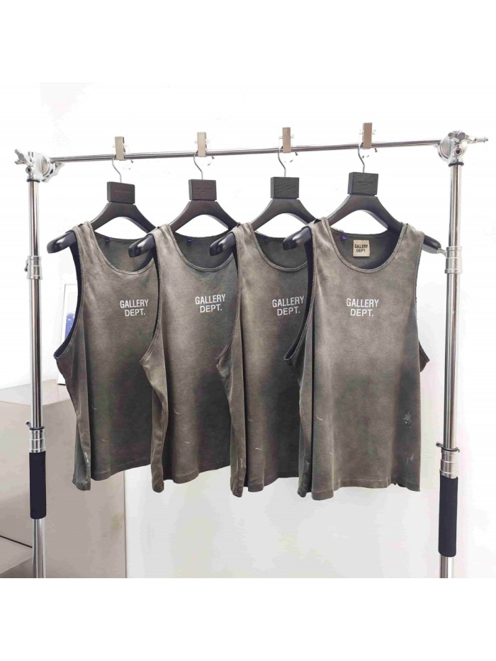 [Big & Tall for weights up to 220 lbs]1:1 quality version White Spray Letter Black Print Washed Tank Top 29213961