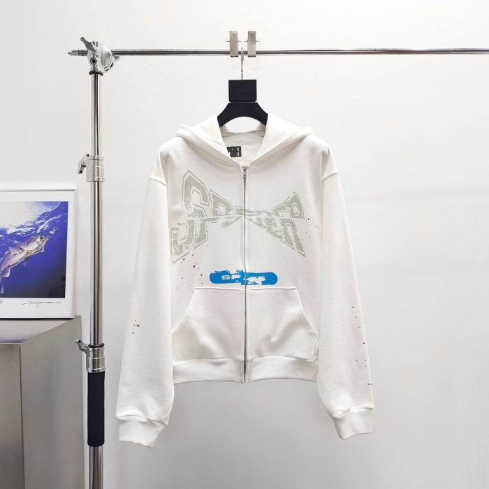[Big & Tall for weights up to 220 lbs]1:1 quality version Big White Number 5 Print On Back Zip Up Hoodie & Shorts Set 29204991