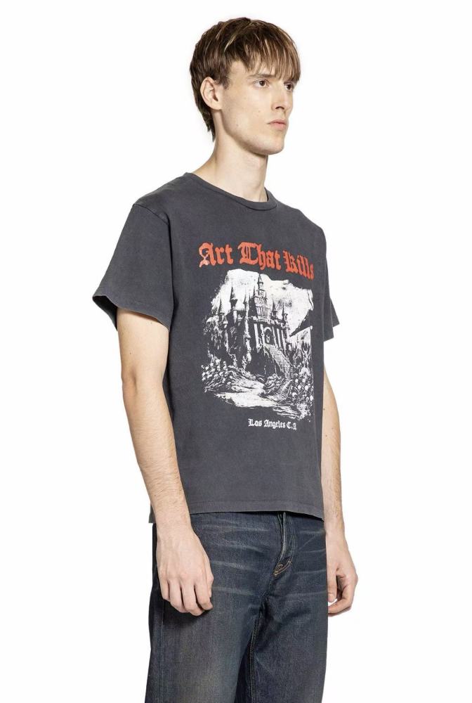 [Big & Tall for weights up to 220 lbs]1:1 quality version Skull Castle Black Print Washed Tee 29213964