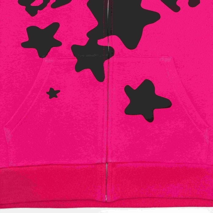 [Big & Tall for weights up to 220 lbs]1:1 quality version Black Star Magenta Zip Up Hoodie & Shorts Set 29204990