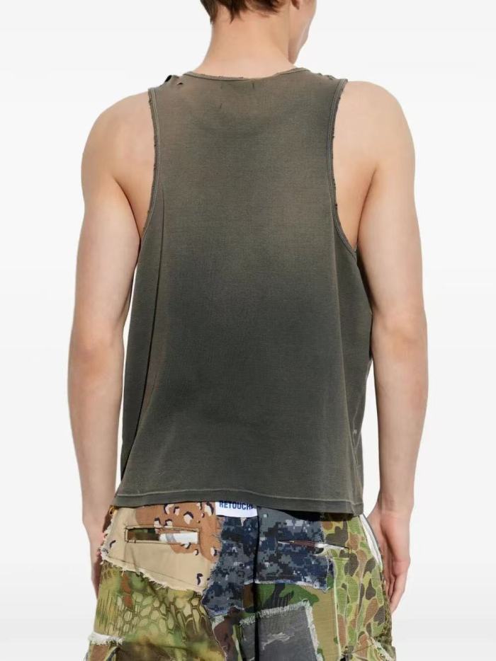[Big & Tall for weights up to 220 lbs]1:1 quality version White Spray Letter Black Print Washed Tank Top 29213961