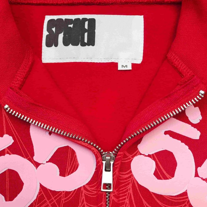 [Big & Tall for weights up to 220 lbs]1:1 quality version 555 Bright Red Zip Up Hoodie & Shorts Set 29204989