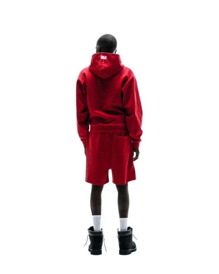 [Big & Tall for weights up to 220 lbs]1:1 quality version 555 Bright Red Zip Up Hoodie & Shorts Set 29204989