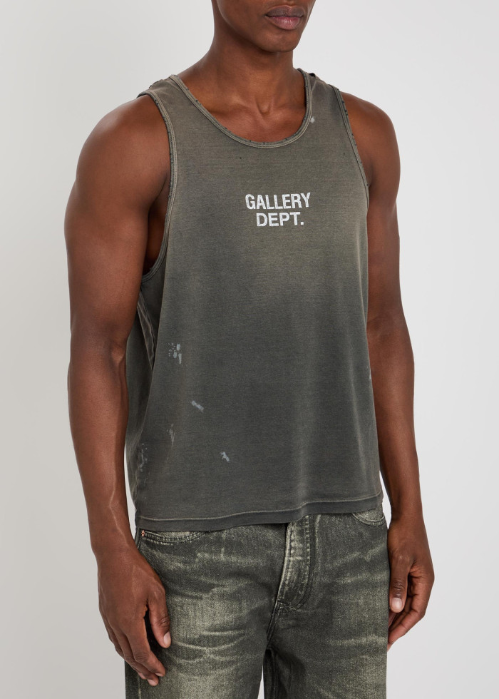 [Big & Tall for weights up to 220 lbs]1:1 quality version White Spray Letter Black Print Washed Tank Top 29213961