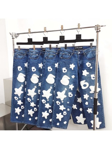 [50% Off][Big & Tall for weights up to 220 lbs]1:1 quality version White Star Print Jeans 2 colors