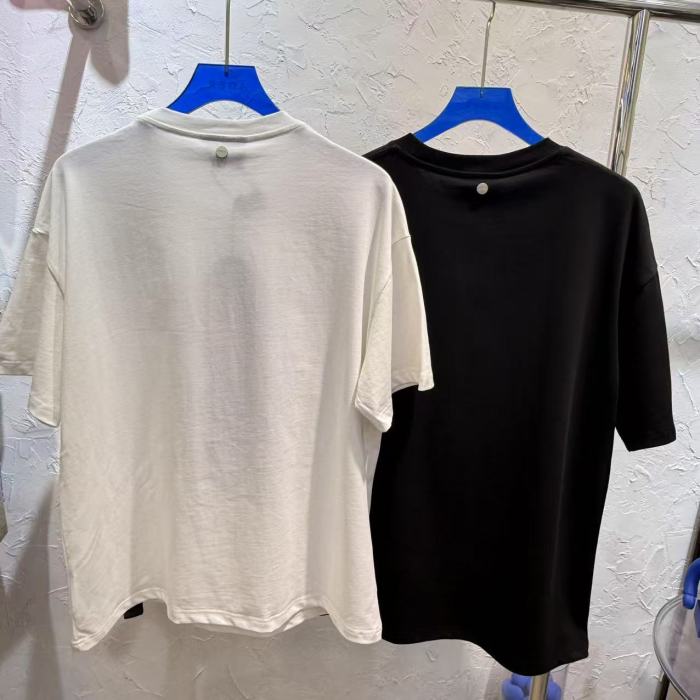 Rhombus Hollow Letter Color Rhinestone Foam Print Tee 2 colors 29220605