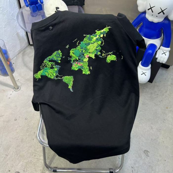 3D Green Plant Embroidery Map Tee 2 colors 29220595