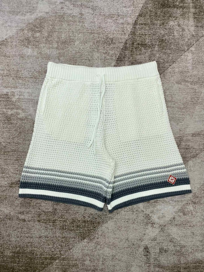 1:1 quality version Dark Gray Gradient Horizontal Striped Embroidered Badge Knit Shirt & Shorts Set 29220631