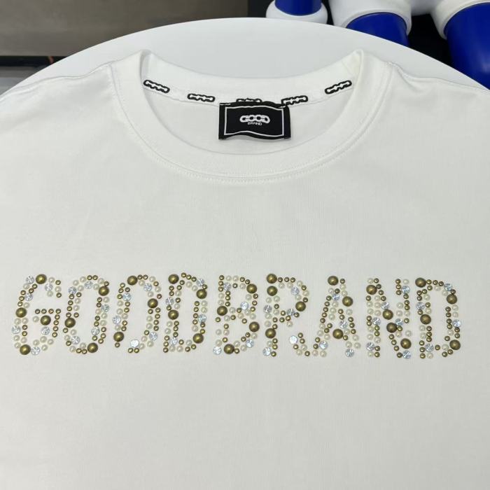 Slogan Champagne Fragment Hot Rhinestone Tee 2 colors 29220122