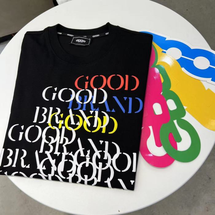 Unisex Multi Color Stacked Serif Brand Text & Arch Slogan Front Back Digital Print T-shirt 29220413