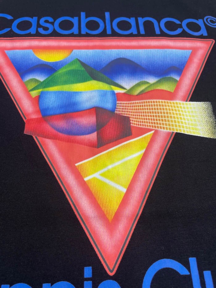 1:1 quality version Colorful Mountain Tennis Landscape Triangle Frame Print T-shirt 29220549