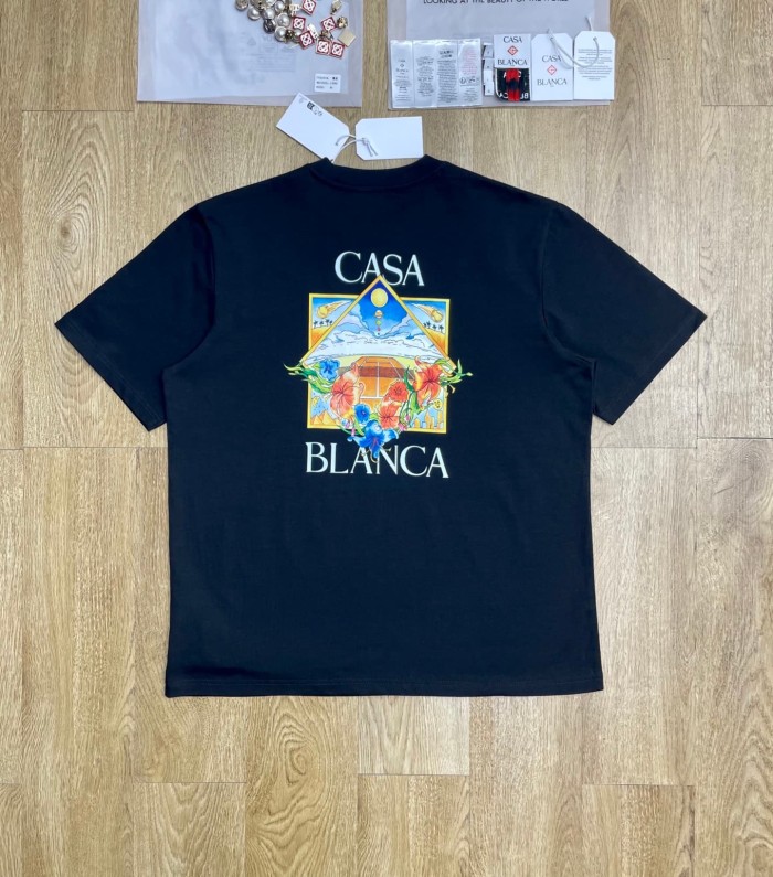 1:1 quality version Oversized Mediterranean Vintage Triangular Celestial Floral Tennis Digital Print T-shirt 2 colors 29220044