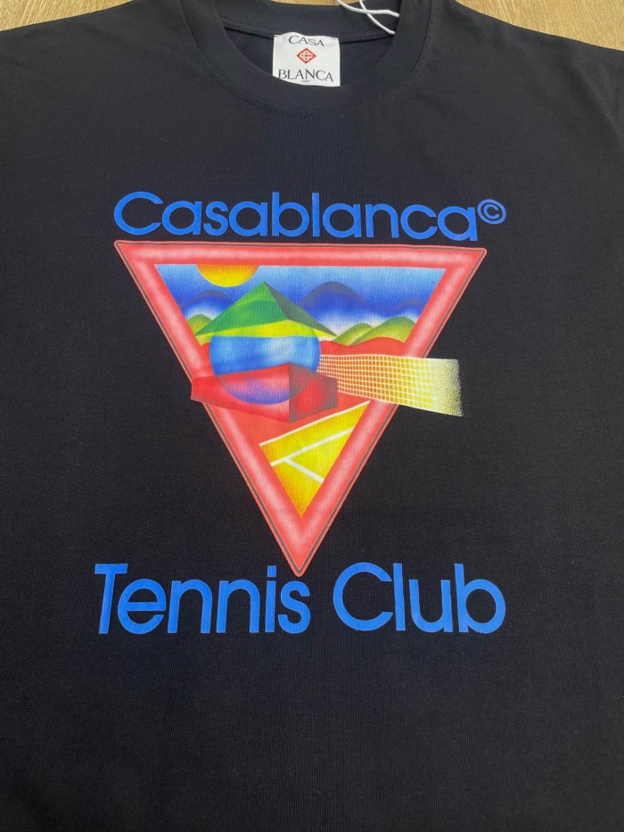 1:1 quality version Colorful Mountain Tennis Landscape Triangle Frame Print T-shirt 29220549