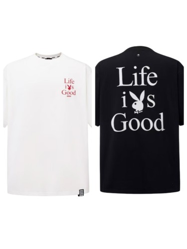 Unisex   Life Is Good  Bunny Slogan Front Back Print T-shirt 2 colors 29220128